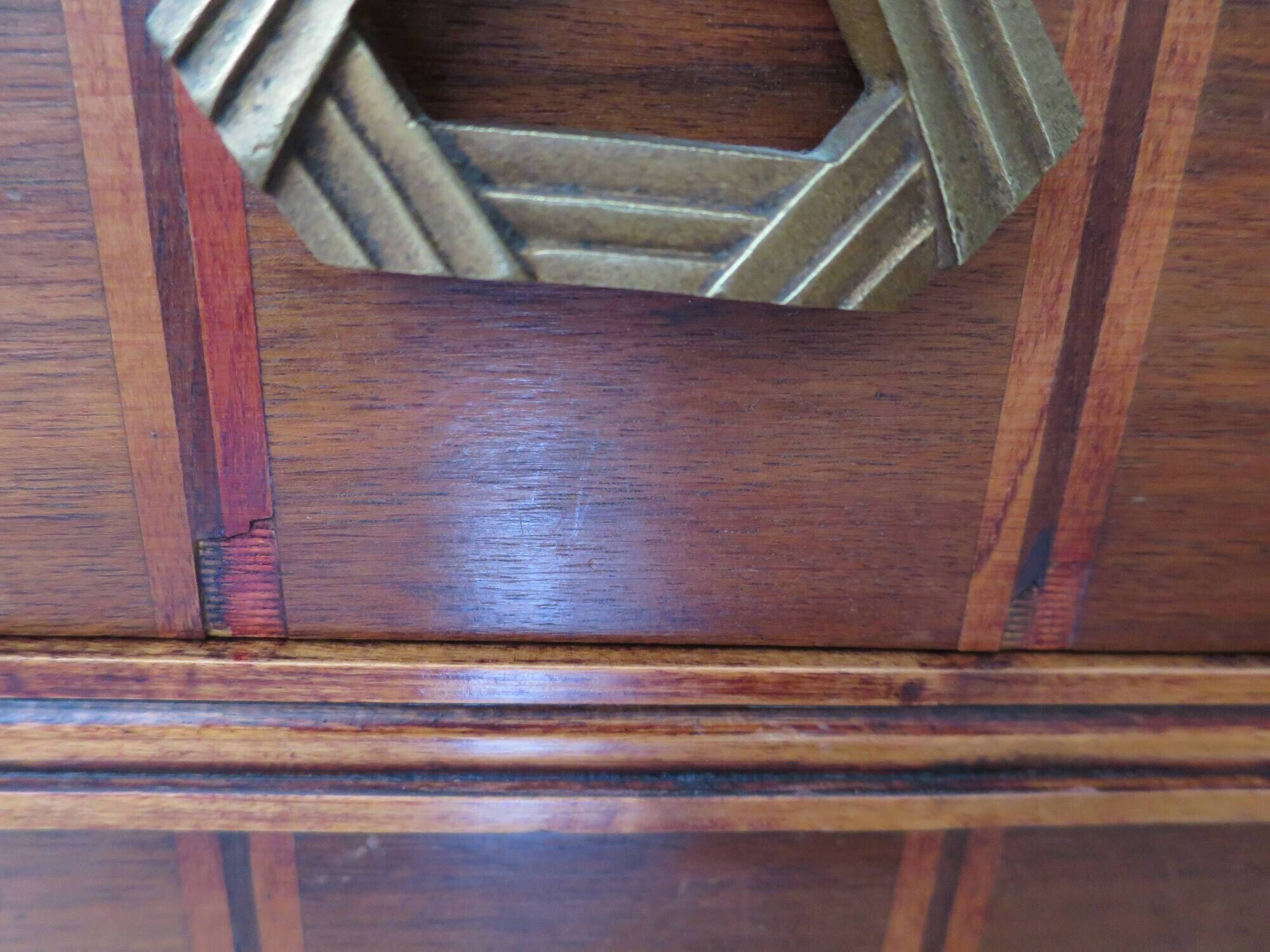 Art Deco chest of drawers - 4 drawers - locks - checkered wood veneer top - 50s