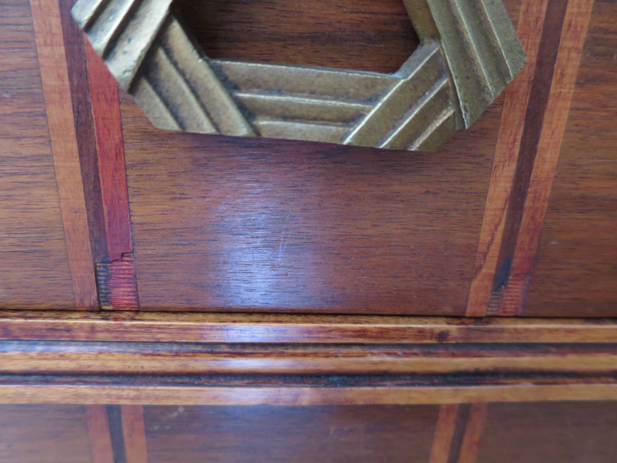 Art Deco chest of drawers - 4 drawers - locks - checkered wood veneer top - 50s