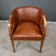 Set of 4 Art Deco armchairs in walnut and leather – 1940