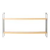 WHB wall shelf with ash wood shelves and black metal frame