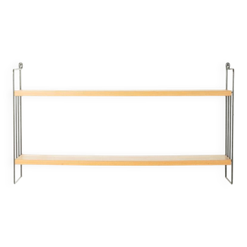 WHB wall shelf with ash wood shelves and black metal frame