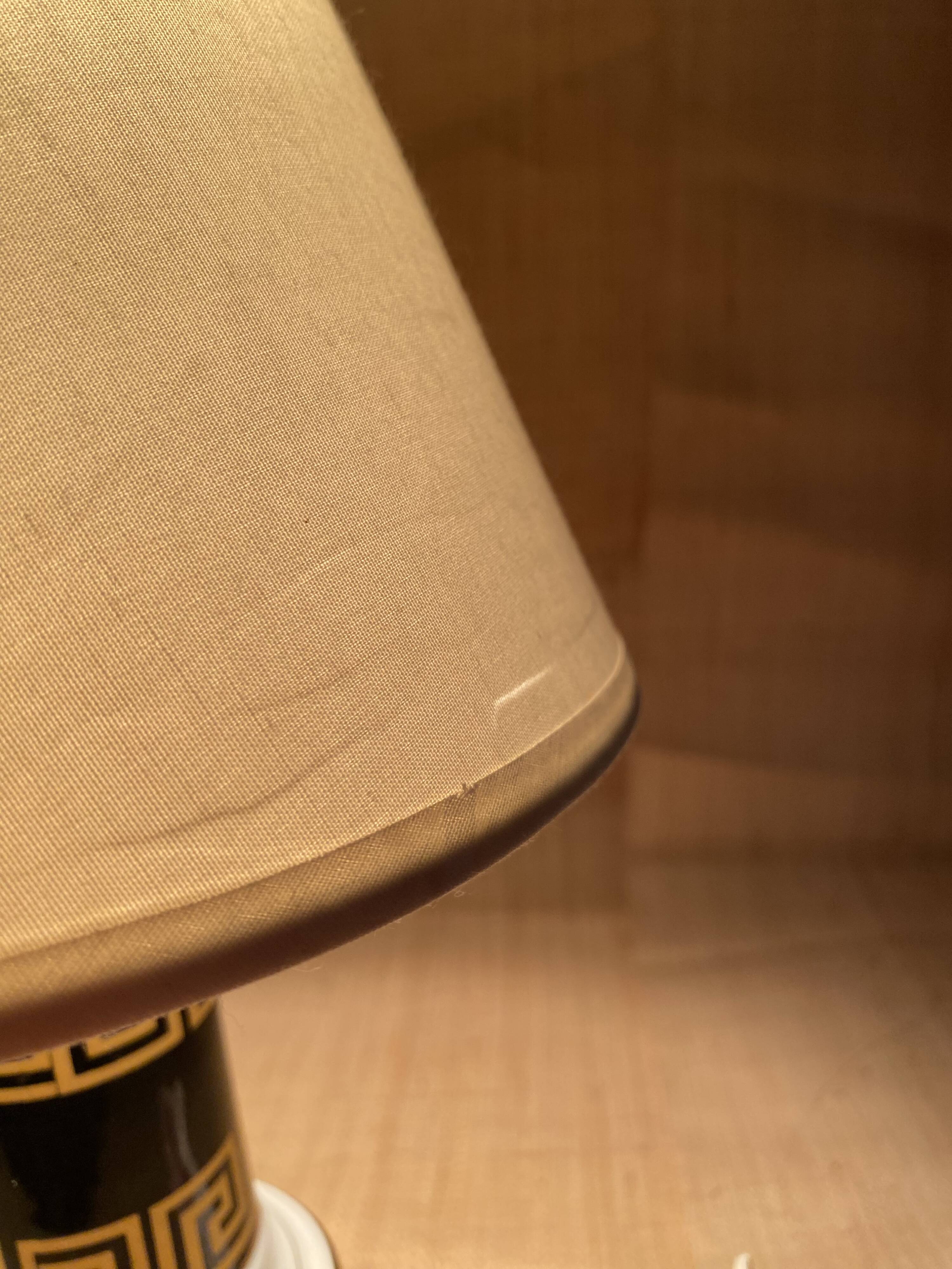 Ceramic lamp, new fabric cable, cotton lampshade.