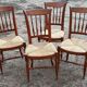 4 chaises paillées Louis-Philippe en bois fruitier