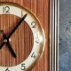 Vintage formica clock rectangular silent wall clock "Hermle gilded wood"