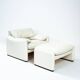 Chaise Maralunga de Vico Magistretti en cuir blanc