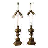 Paire de lampes vintage en bronze et laiton