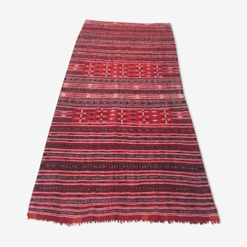 Carpet kilim red and black in pure wool handmade 127 x 213 cm