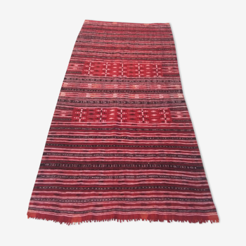 Tapis kilim rouge et noir en pure laine fait à la main 127x213 cm