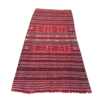 Carpet kilim red and black in pure wool handmade 127 x 213 cm