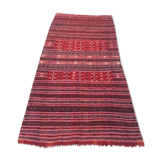 Tapis kilim rouge et noir en pure laine fait à la main 127x213 cm