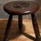 Tripod stool solid wood turned vintage