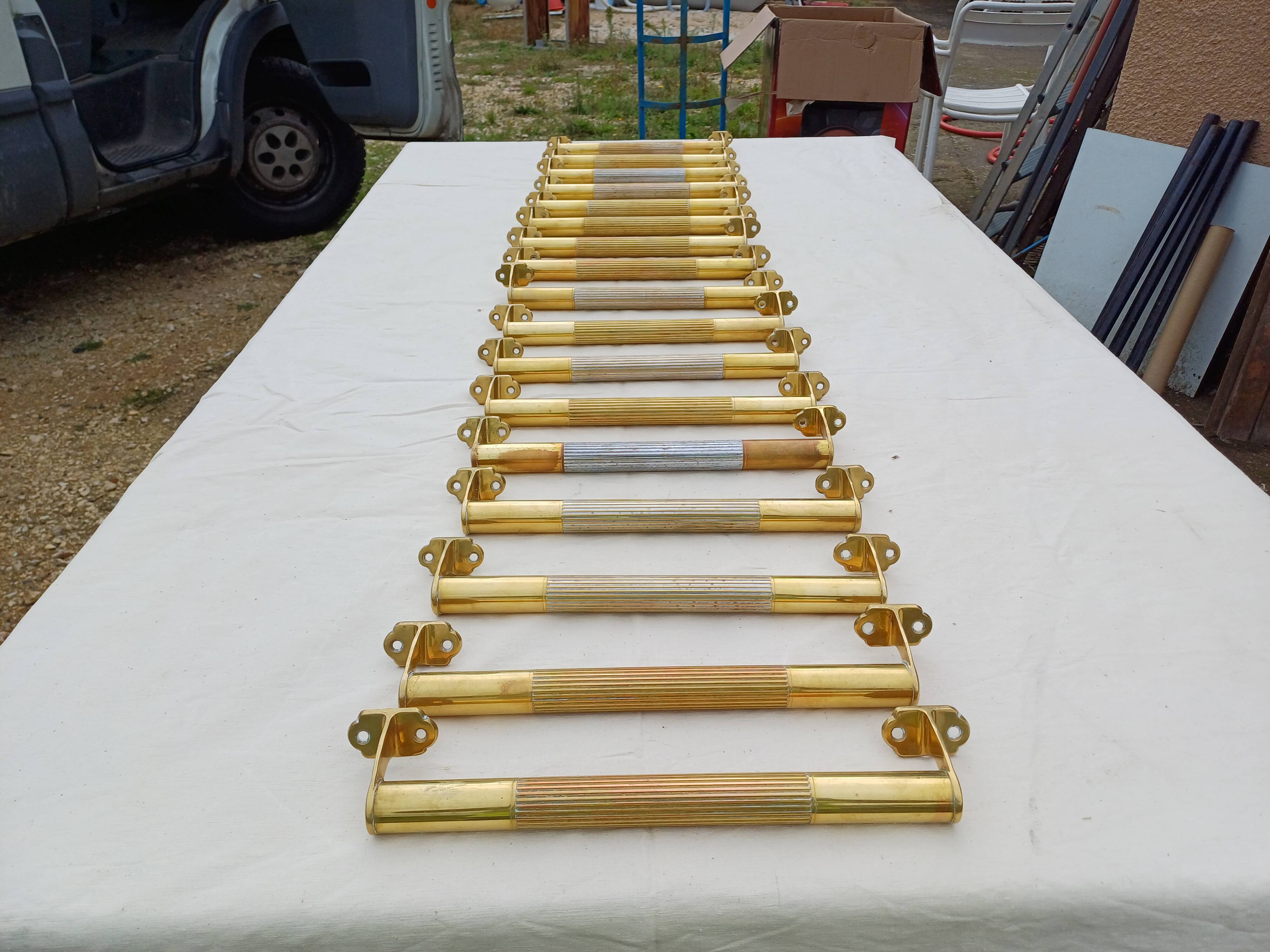 Set of 17 Art Deco Brass Door Bars