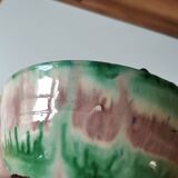 Large vintage enamelled bowl or salad bowl, rustic style
