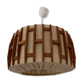 Vintage Scandinavian pendant lamp in wool and wood