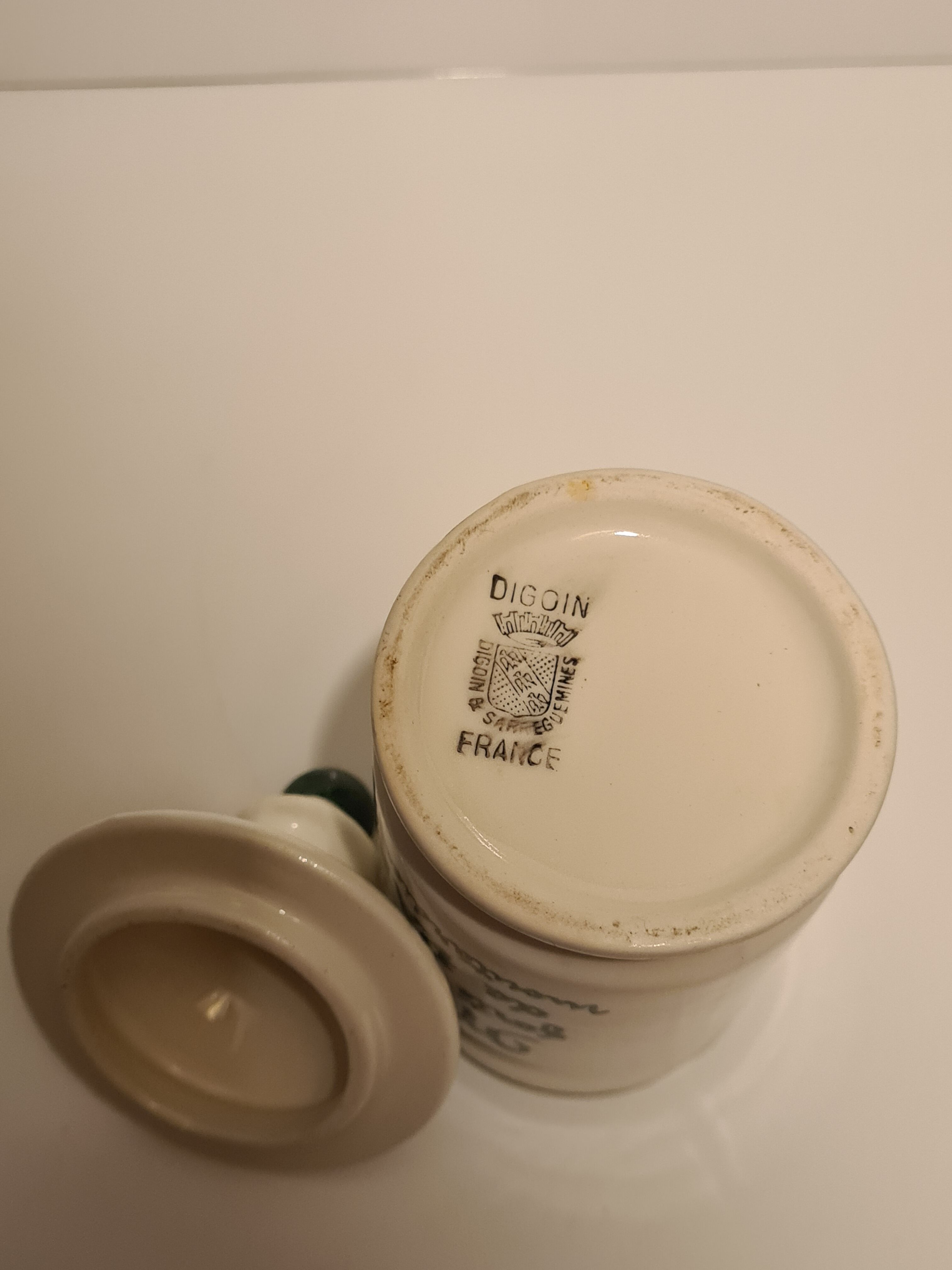 Mustard pot Parizot earthenware Digoin Sarreguemines fruit décor