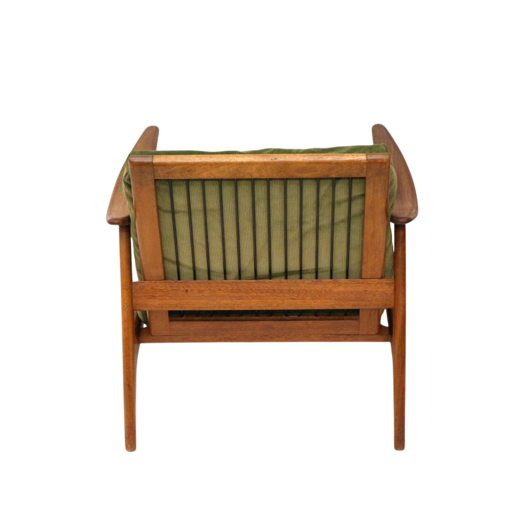 Vintage Scandinavian armchair with green corduroy upholstery from the 1970s