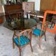 Table et chaises en rotin années 70-80