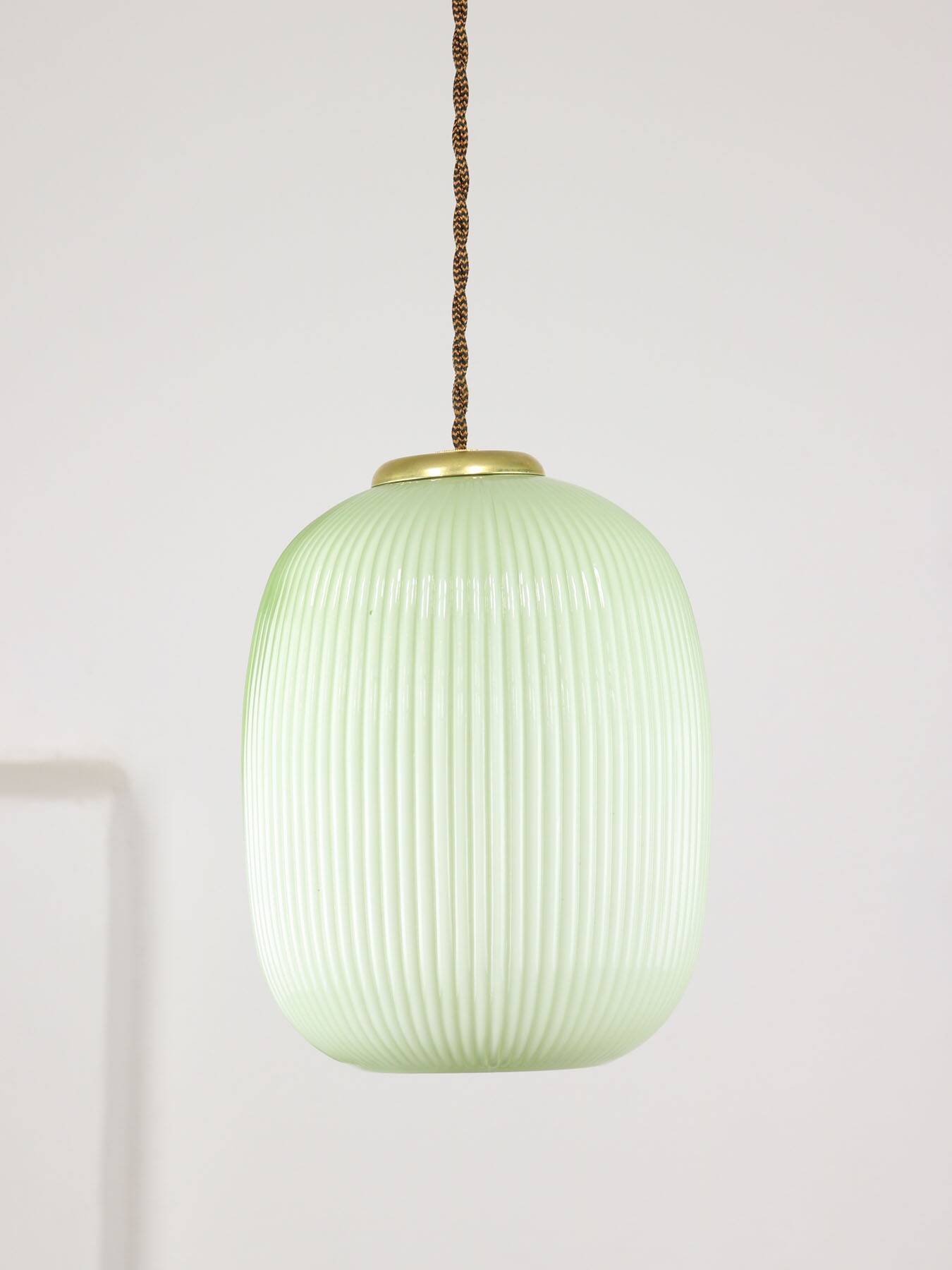 Mid-Century Italian Brass and Glass Pendant Lamp
