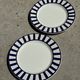 Set of 2 blue striped plates Ceramica Quadrifoglio Italy