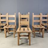 Vintage oak  brutalist dining chairs, 1960s
