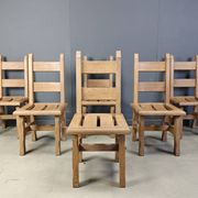 Vintage oak  brutalist dining chairs, 1960s