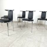 Chaises de salle à manger vintage postmodernes chromées, 1980
