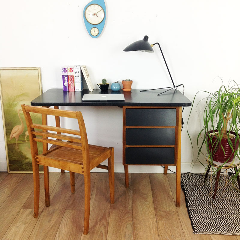 Black and wood office, 60s