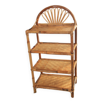 Bamboo and woven straw shelf