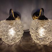 Pair of scones glass scones and vintage golden metal