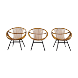 Set of 3 rattan armchairs by Rohe Noordwolde, Netherlands