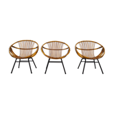 Set of 3 rattan armchairs by Rohe Noordwolde, Netherlands