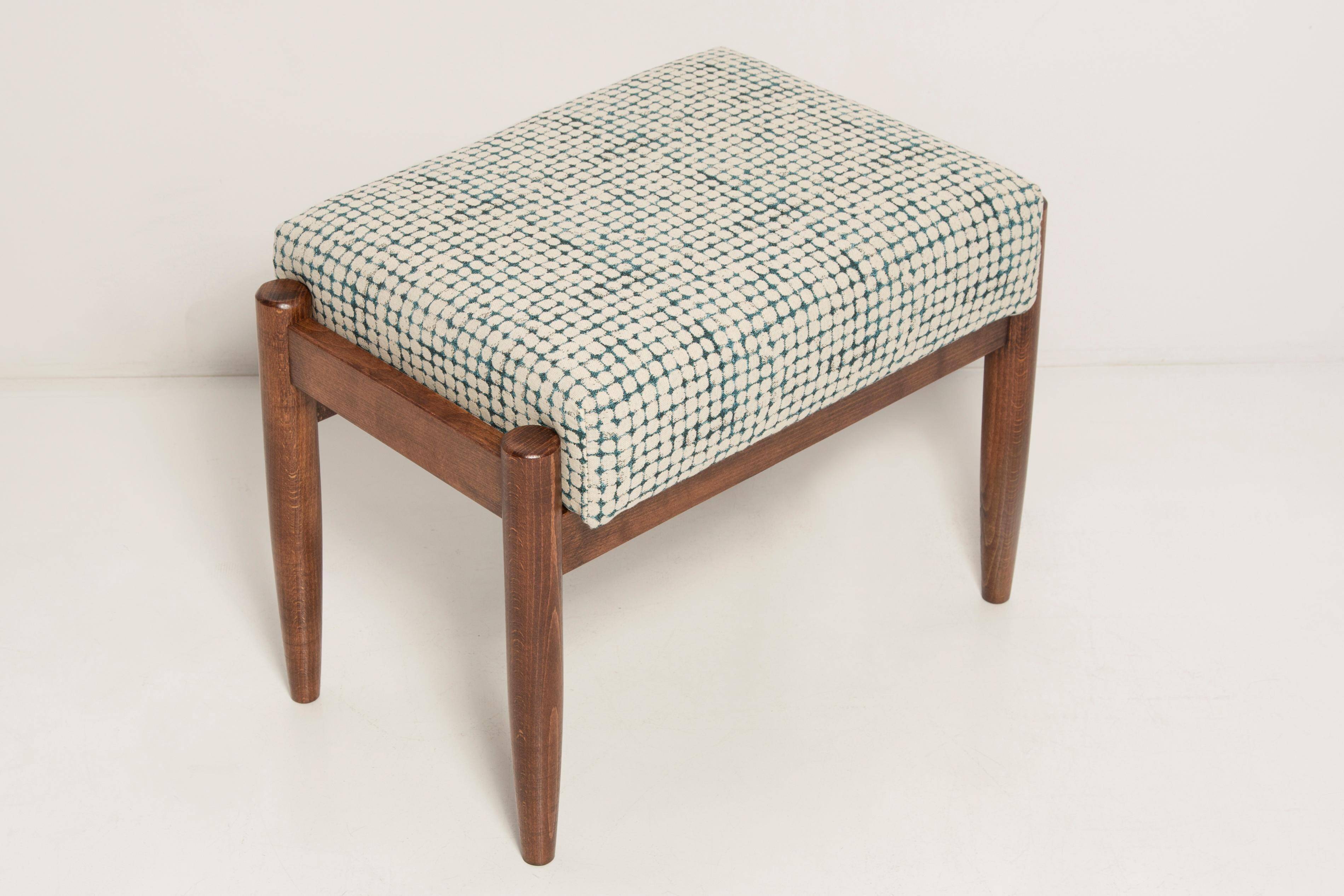 Paire de tabourets vintage blanc et aqua milieu du siècle, Edmund Homa, 1960s