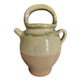 Cruche chevrette terre cuite vernissée à couverte jaune début XXème