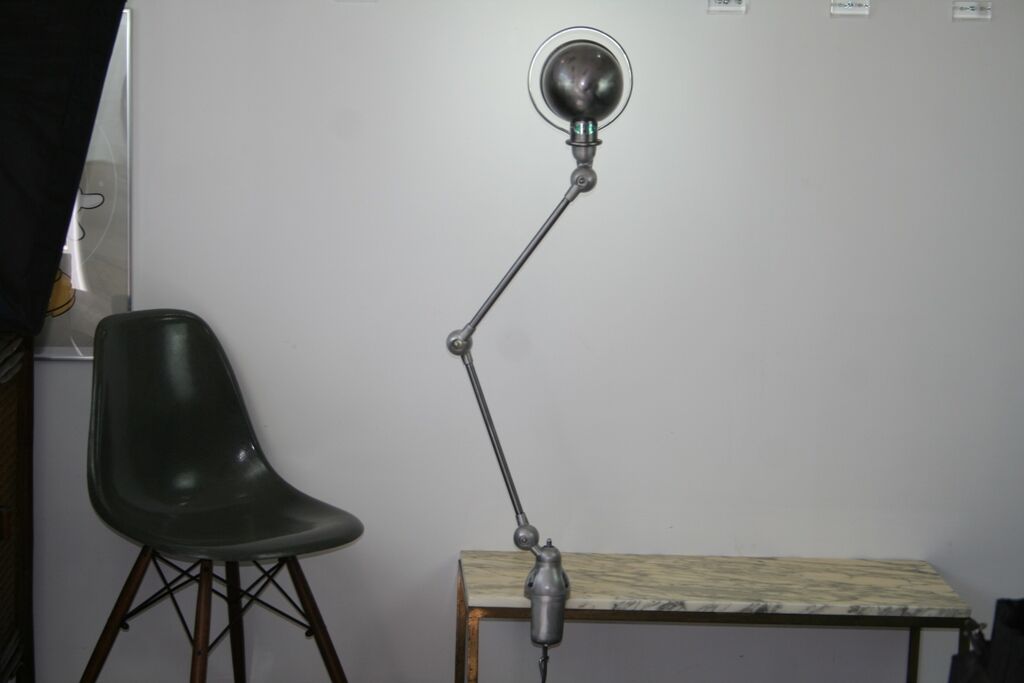 Jieldé desk lamp 2 arms 40cm base seed glossy varnish, Vintage industrial Jean Louis Domecq