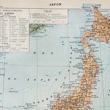 Antique engraving 1898, Japan, map, Asia, Tokyo • Lithograph, original illustration