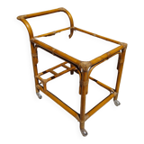Vintage rattan rolling bar table