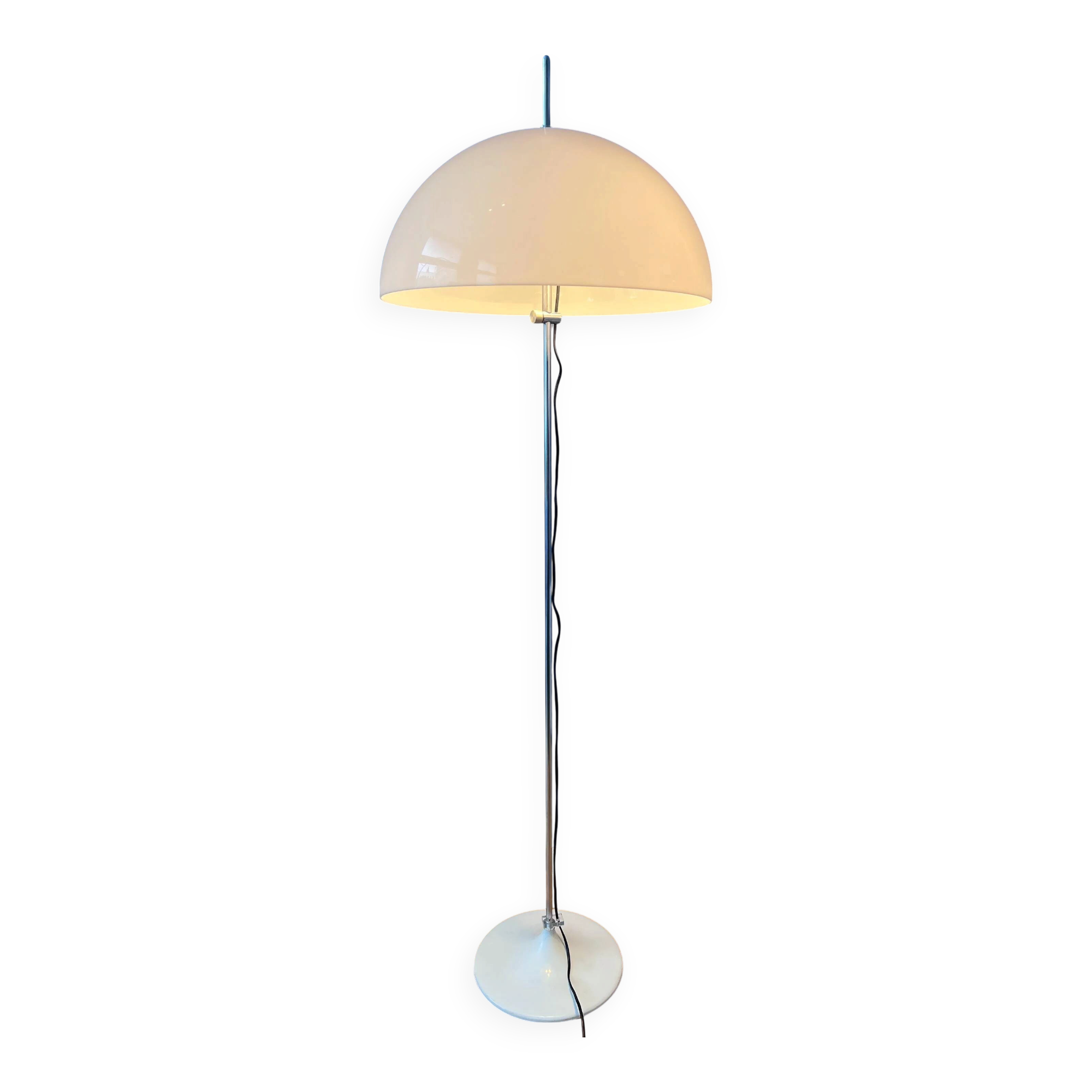 Vintage GEPO Space Age mushroom floor lamp, white acrylic glass shade.