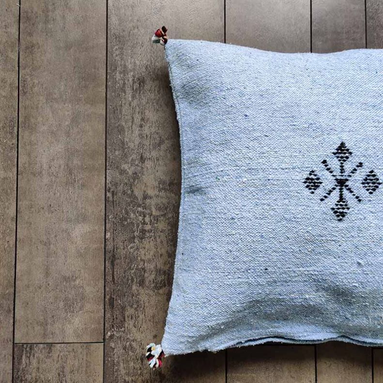 Moroccan sky blue cotton cushion