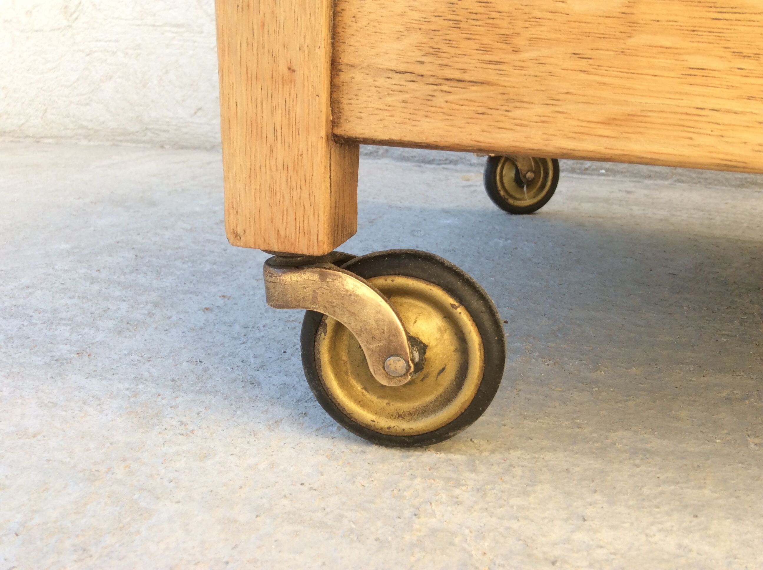 1950s wheeled oak dessert