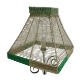 Lampshade pyramid in bistre and green jute thread