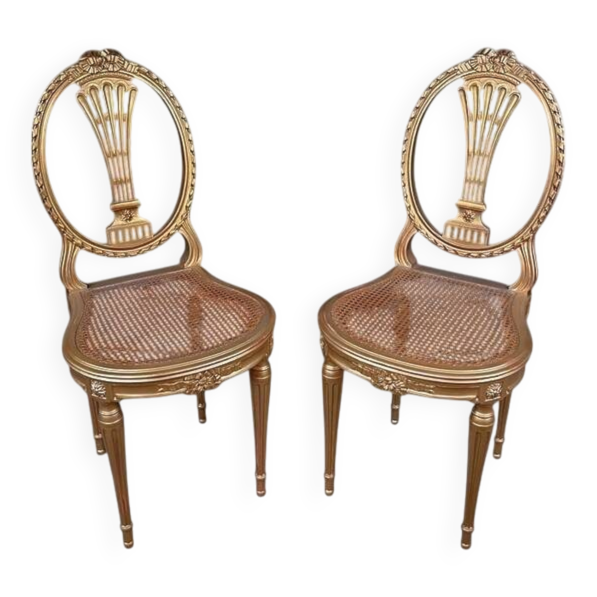 Paire de Chaises en Bois Doré, style Louis XVI – Début XXe