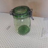 Green glass jar l l 'ideal