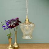Vintage tulip pendant light in amber glass