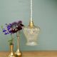 Suspension tulipe vintage en verre ambré