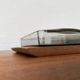 Mid-Century Danish Teak Cabaret Trays with Holmegaard Glasses, 1960s, Set of 4