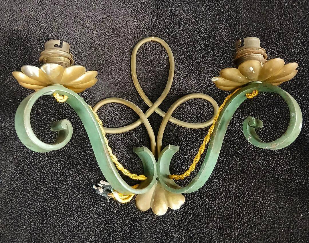 Art Deco wrought iron appliques in the style of Leleu 1940.