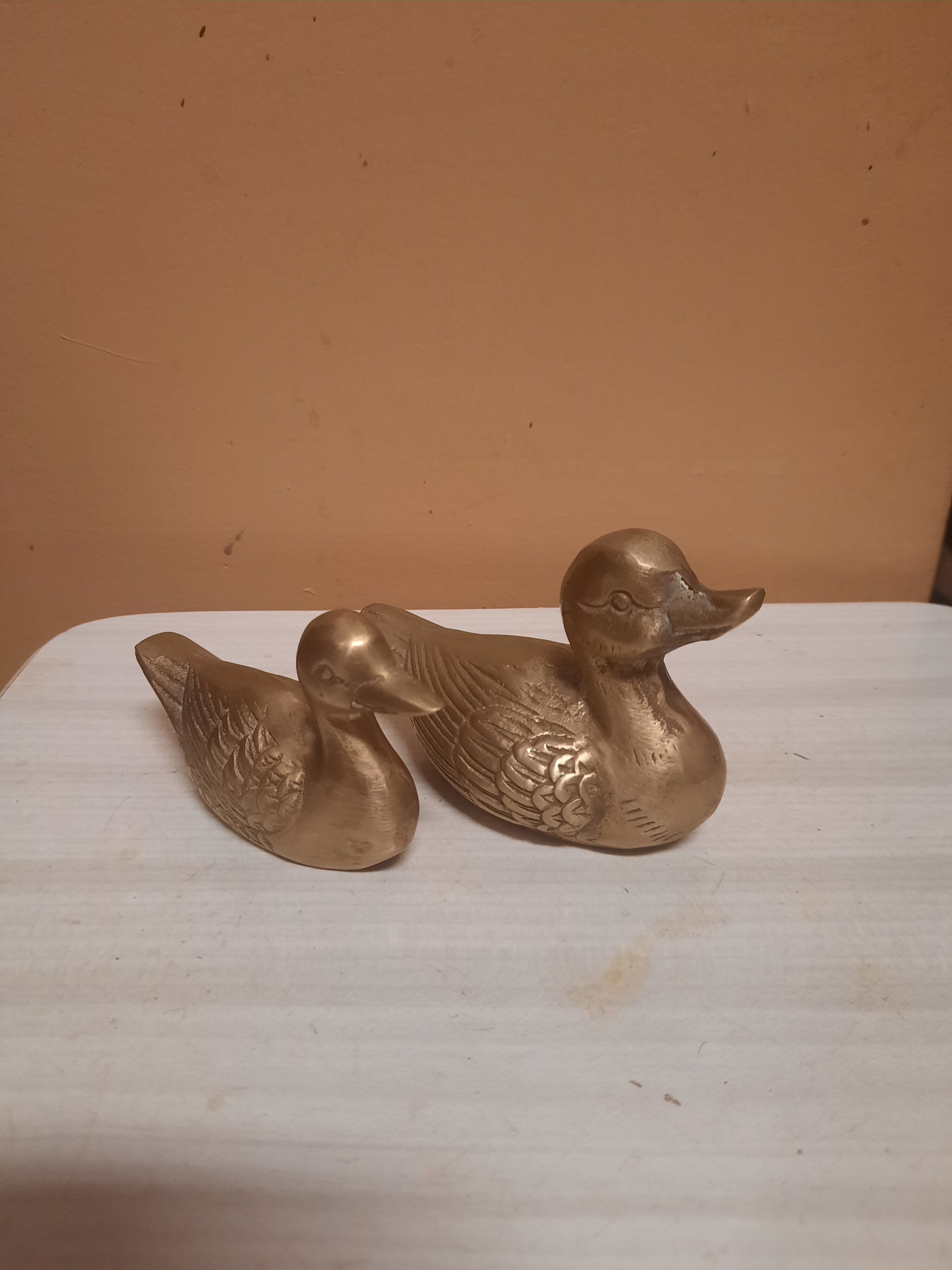 Set of two brass ducks