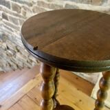 High stool in beaded wood - spool legs