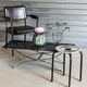 Vintage coffee table — smoked glass & chrome