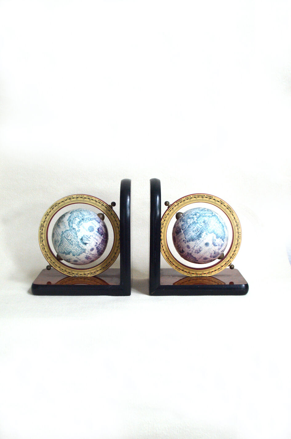Pair of vintage bookends globes